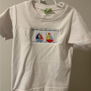 Sail Boat Top Tee Shirt 3T Boys Smocked